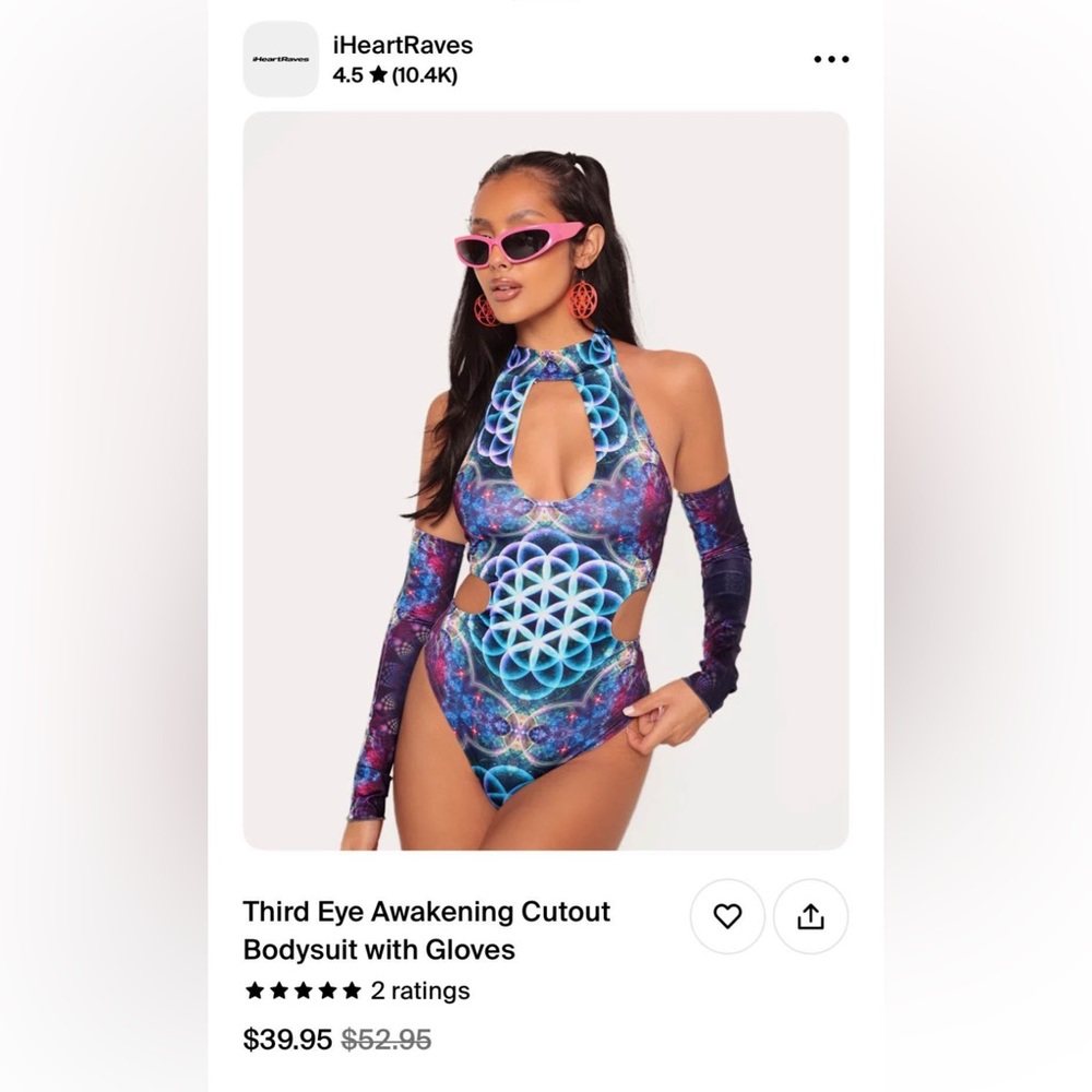 Third Eye Awakening Cutout Bodysuit with Gloves - iheart raves